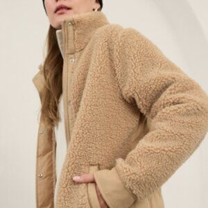 Athleta Fleece Hybrid Coat in Dune, XS